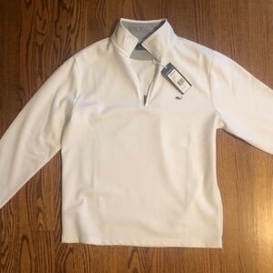 Vineyard Vines White 1/4 Zip Pullover with Whale Logo--New with tags